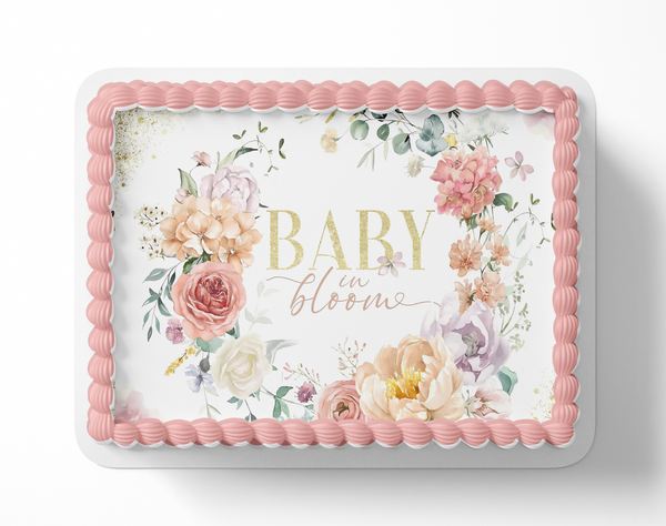 Baby In Bloom Baby Shower Cake Topper