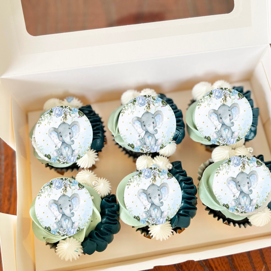 elephant baby shower cupcake toppers