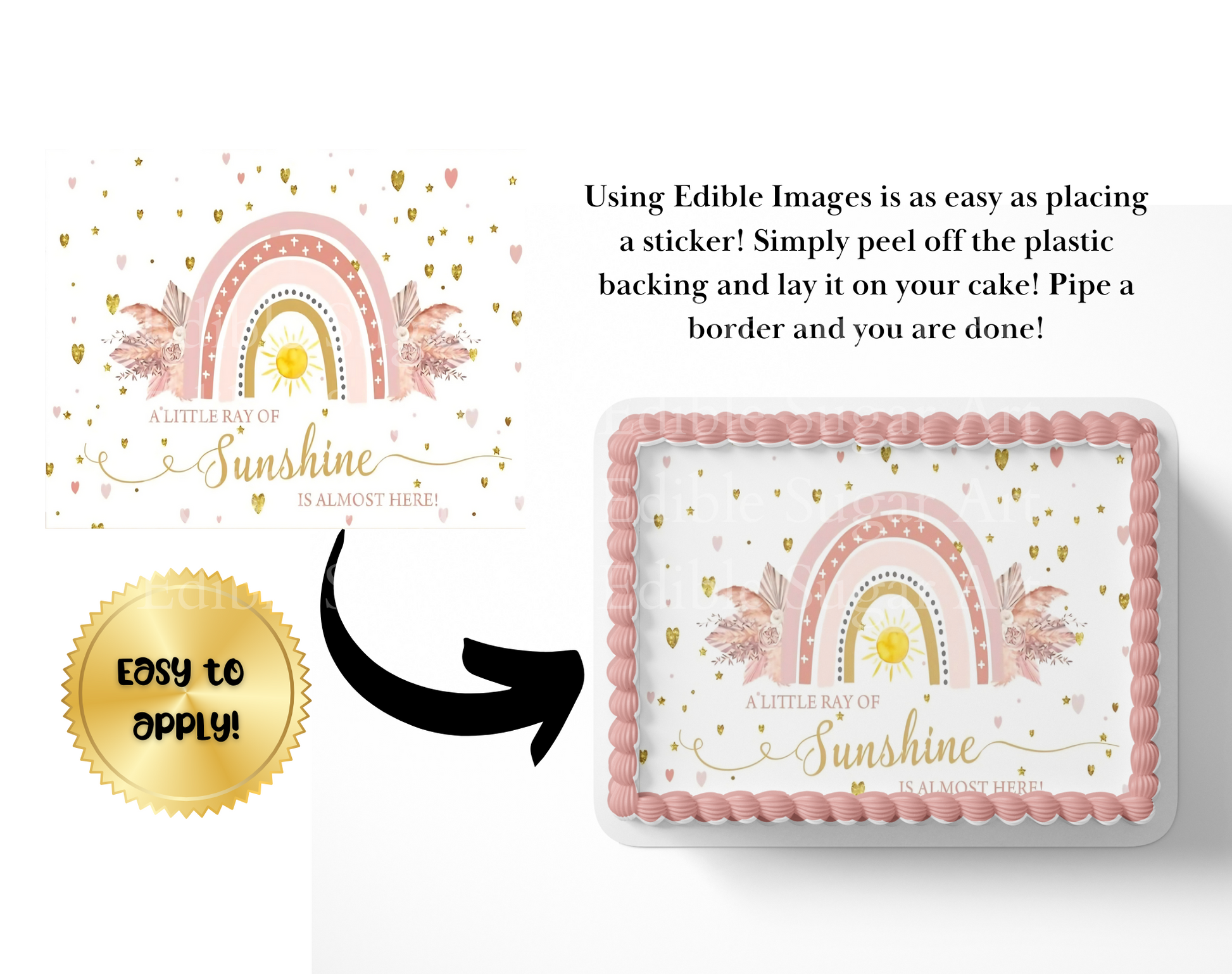 Boho Baby Shower Rainbow Cake Toppers