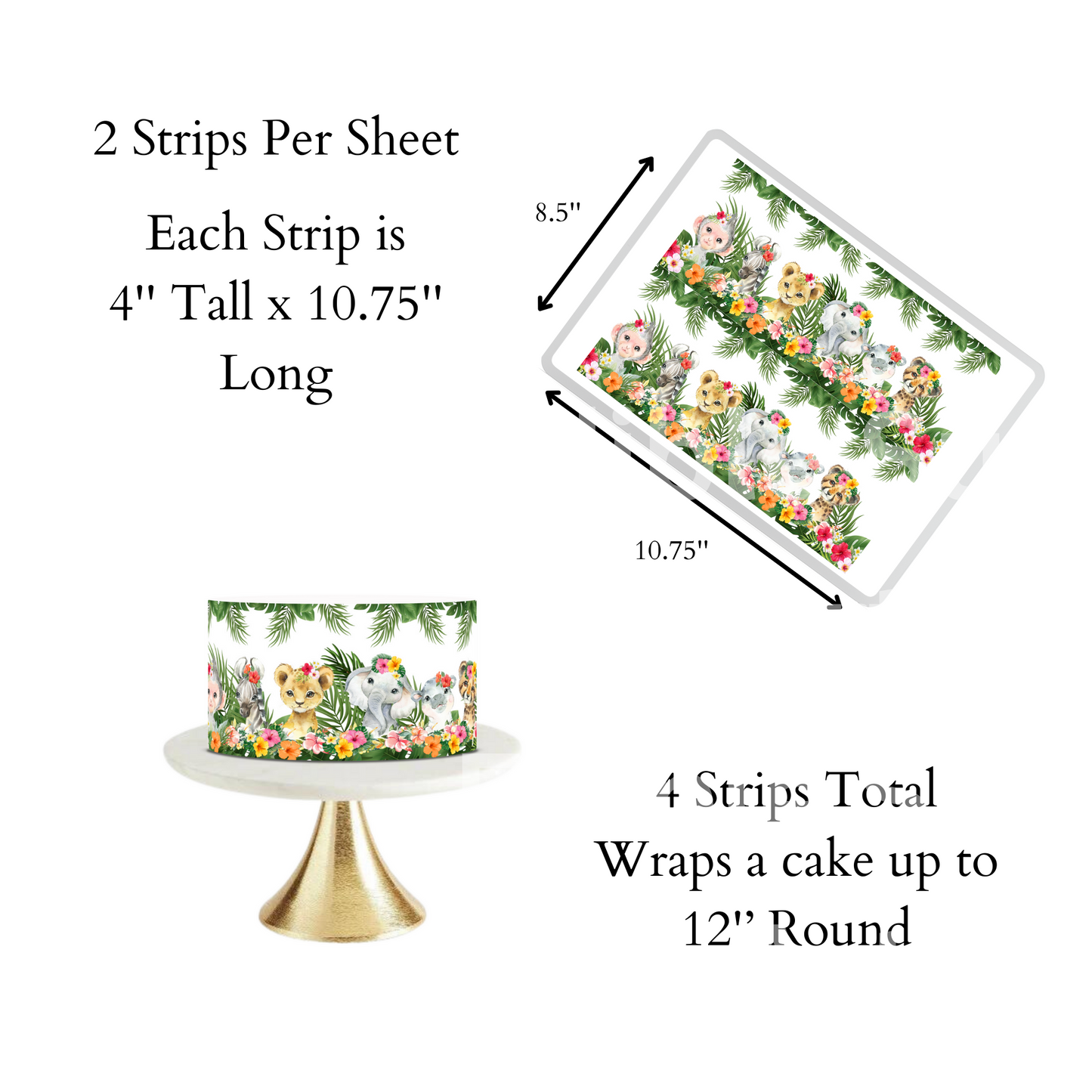 safari baby shower cake topper edible image cake wrap