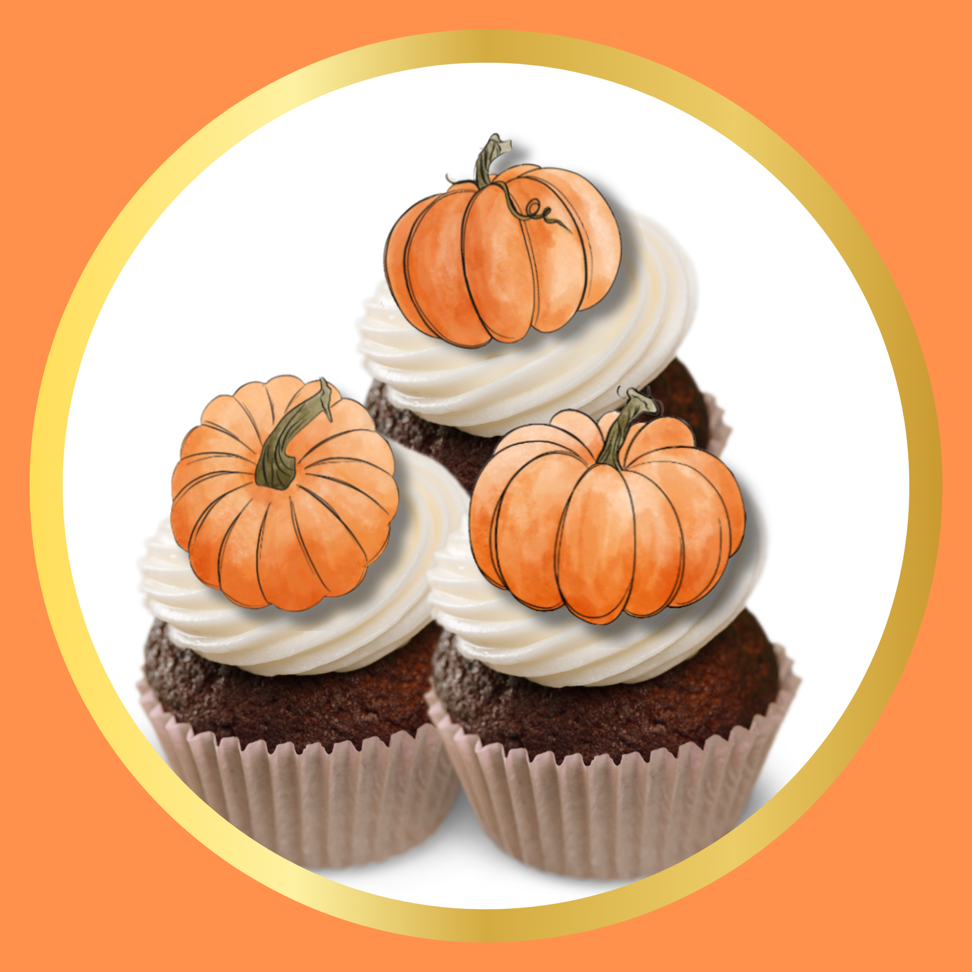 Edible Pumpkin cupcake topper, pumpkins pumpkin cake topper, pumpkin decor for desserts