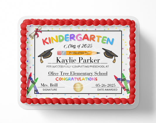 kindergarten graduation cake topper