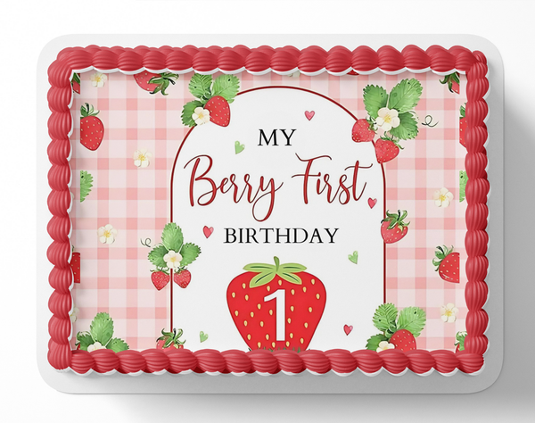 Berry First Birthday Cake Topper Strawberry Birthday cake Topper