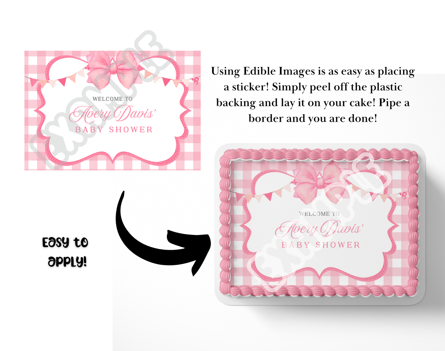 Pink Bow Birthday party cake topper, girl birthday cake topper
