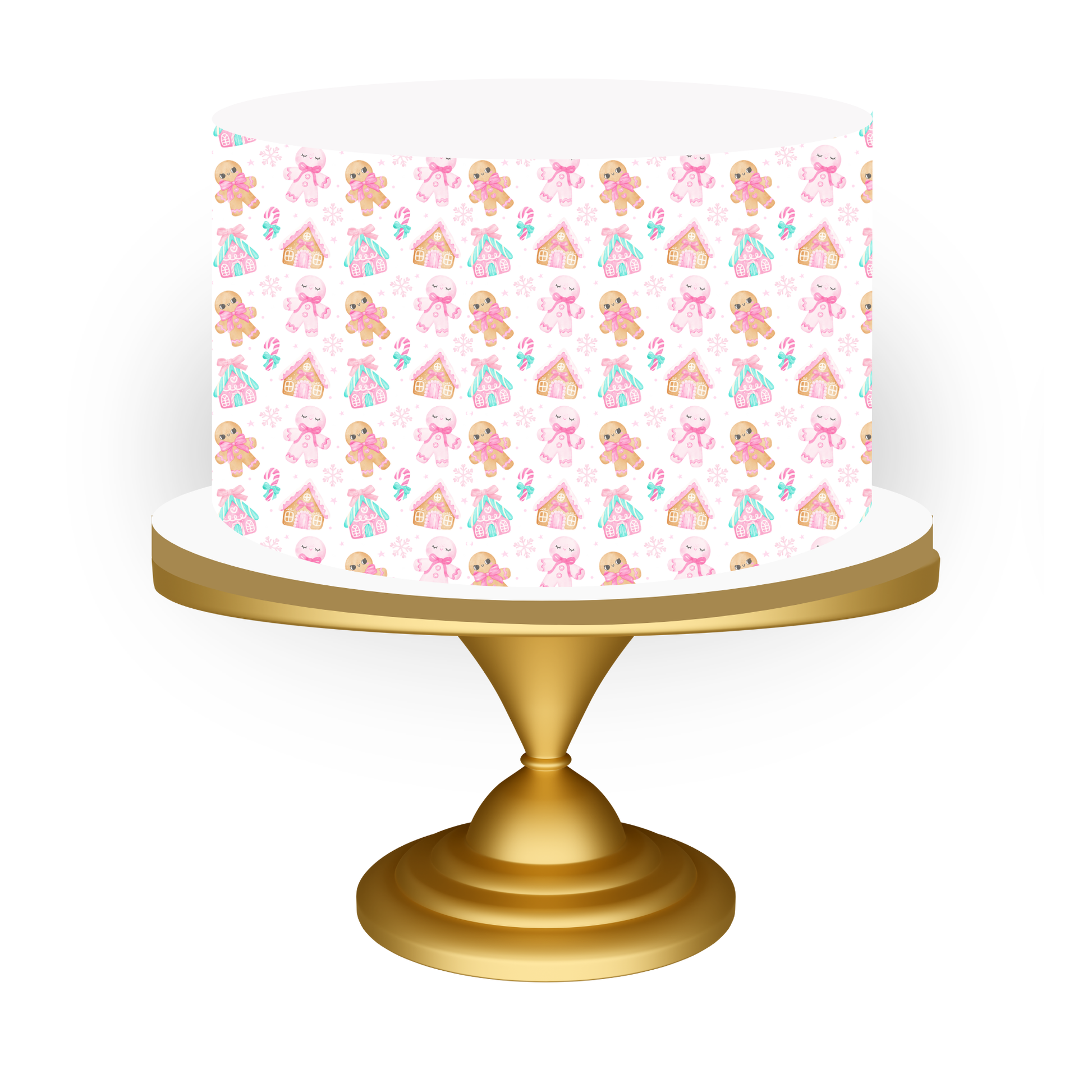 pink gingerbread house cake topper cake wrap