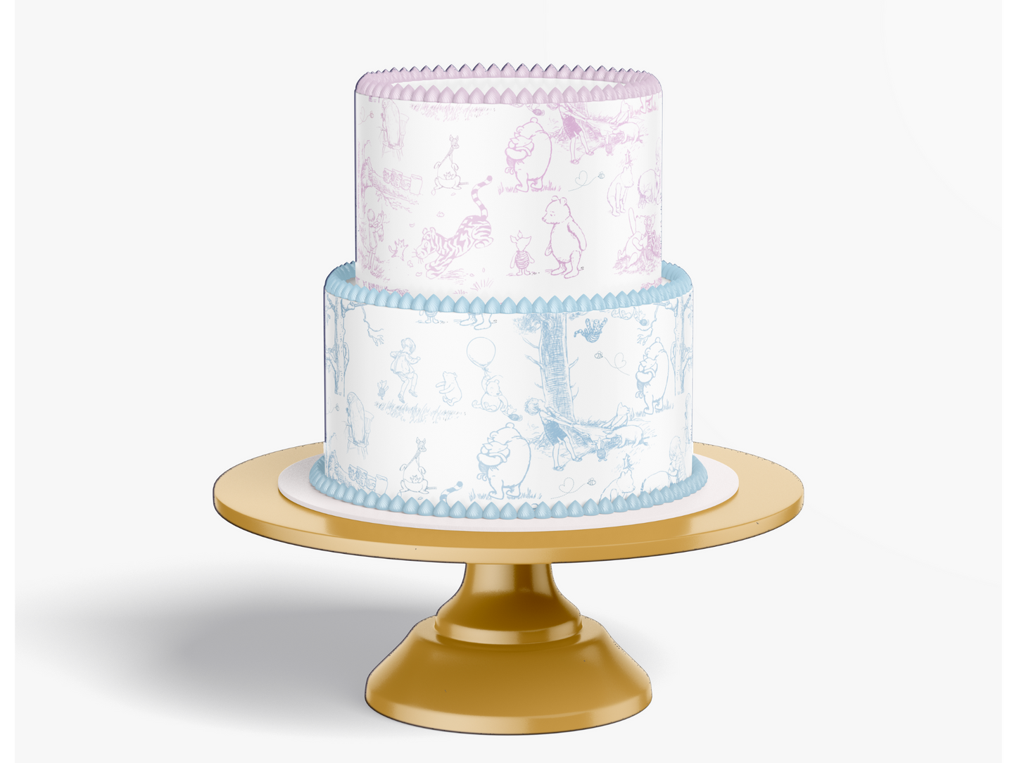 Classic Pooh Baby Toile Shower Cake Wrap |Edible Image | Custom Sheet