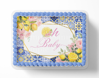 Oh Baby Lemon Mediterranean Tile Baby Shower Cake Topper