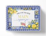 Mediterranean Tile Lemon Bridal Shower Edible Cake Topper – Customizable, Perfect for Amalfi Coast or Italian Theme