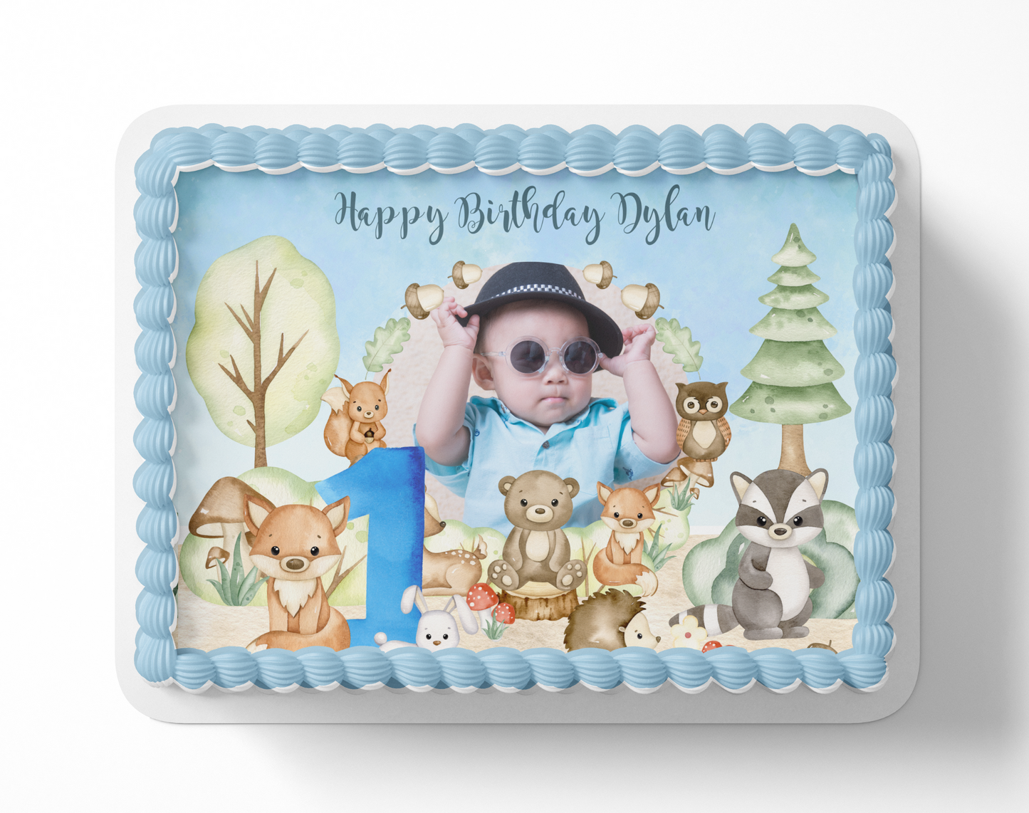WOODLAND BIRTHDAY CAKE TOPPER Edible Image Woodland Birthday party Cake Topper Woodland Edible Image Sheet Cake
