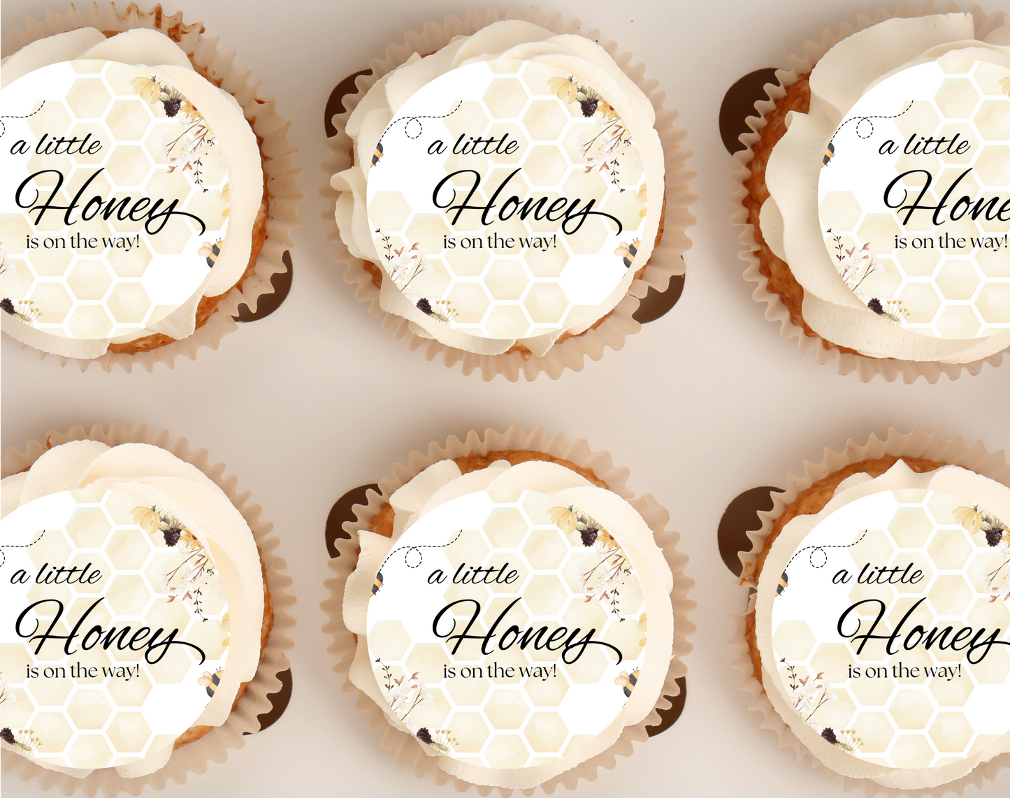 A little honey is on the way, cupcake toppers