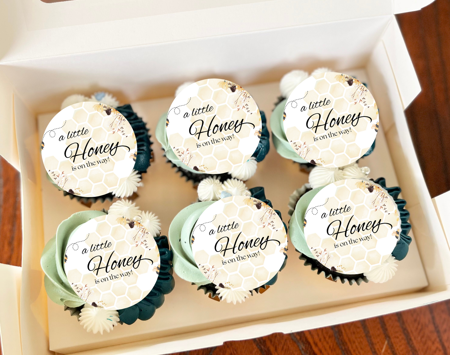 A little honey is on the way, cupcake toppers