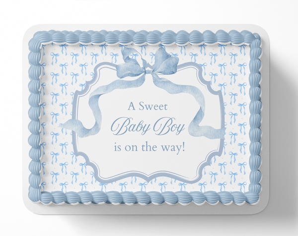 Blue Bow A sweet baby Bow is on the way cake topper
