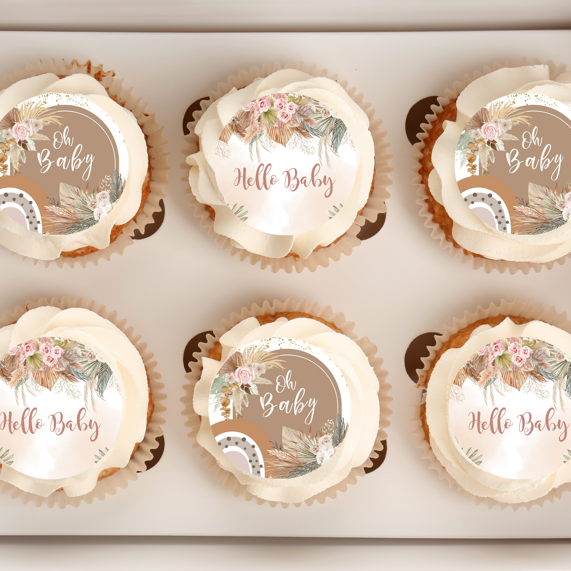 Boho Baby Shower Rainbow Cupcake Toppers