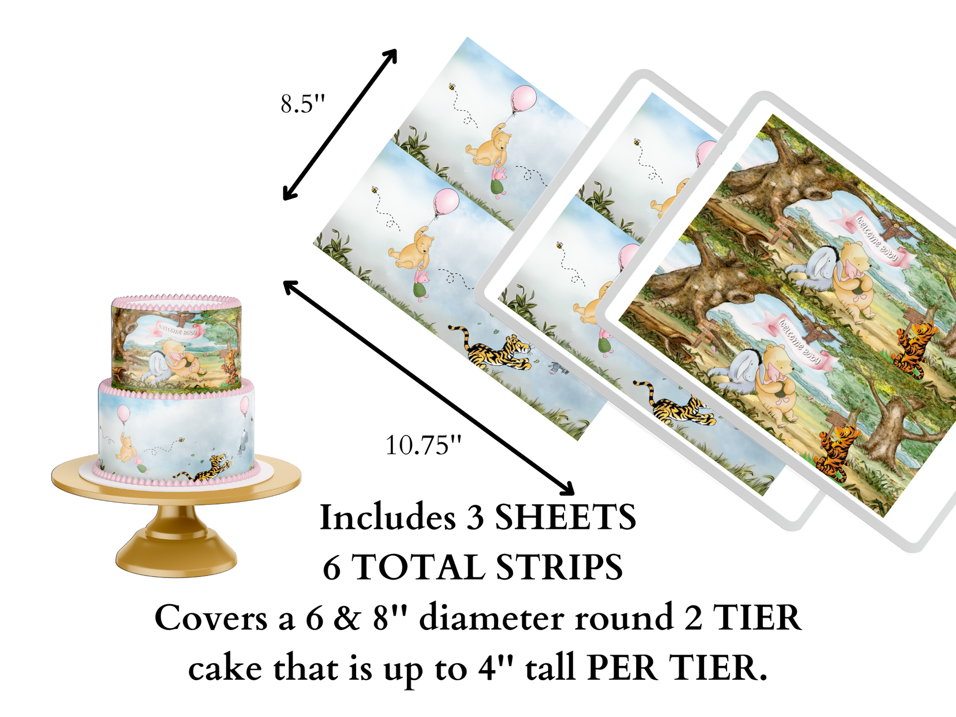 Pooh Bear Baby Shower Cake Topper