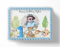 woodland birthday party cake topper first birthday cake