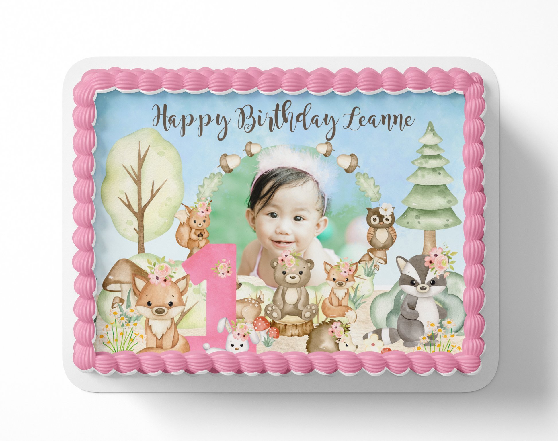 woodland birthday party cake topper first birthday cake