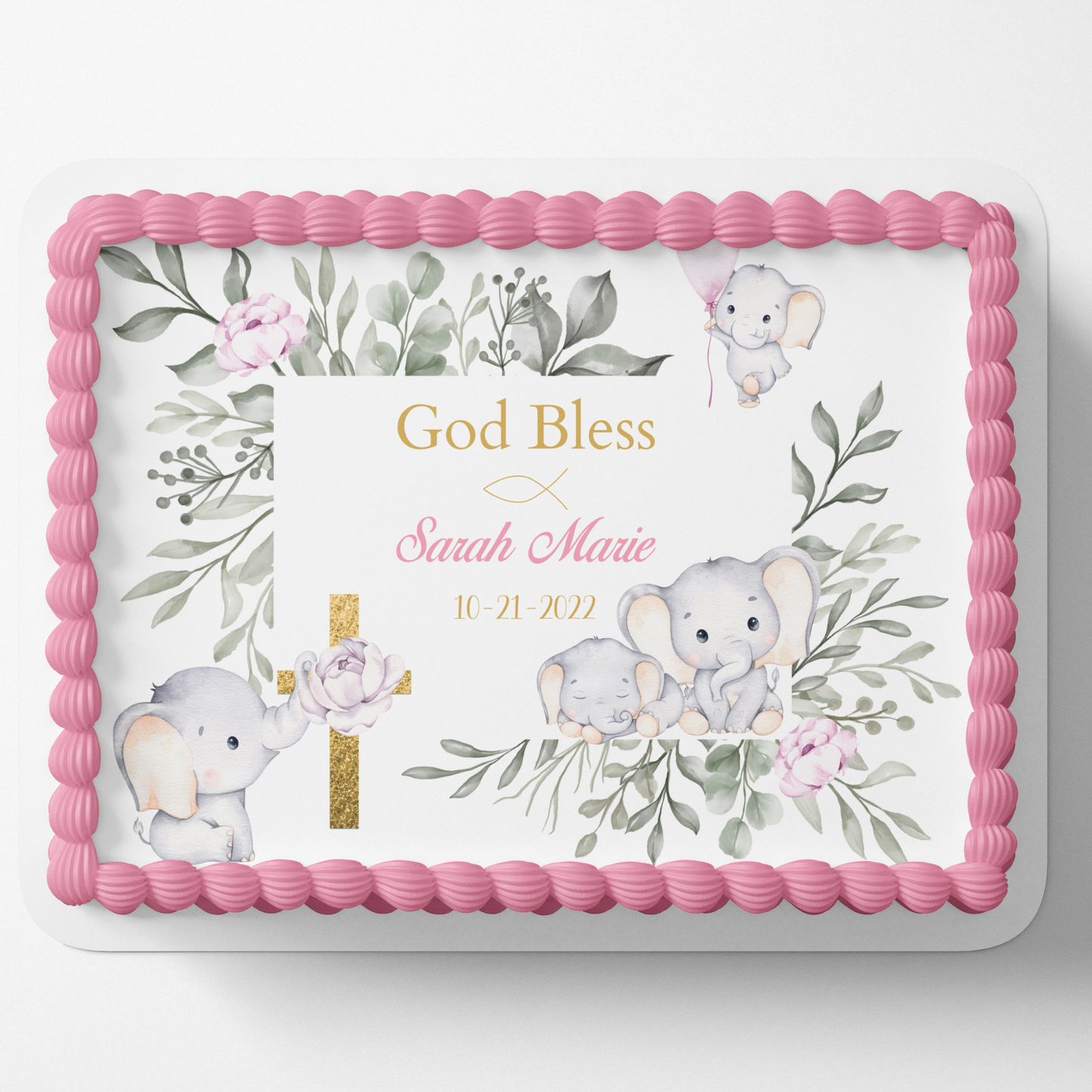 Baptism Cake Topper, Christening Cake Topper, Sheet Cake Topper, edible Image Cake Topper