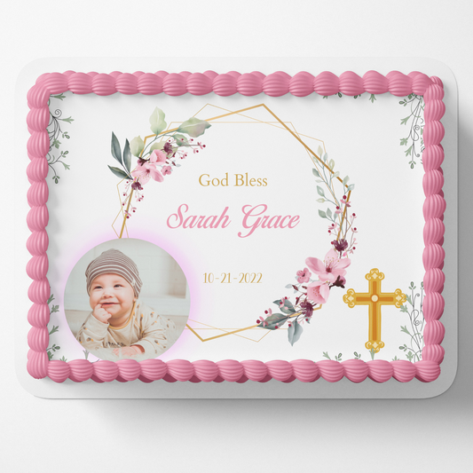 CHRISTENING CAKE TOPPER EDIBLE IMAGE BAPTISM CAKE 