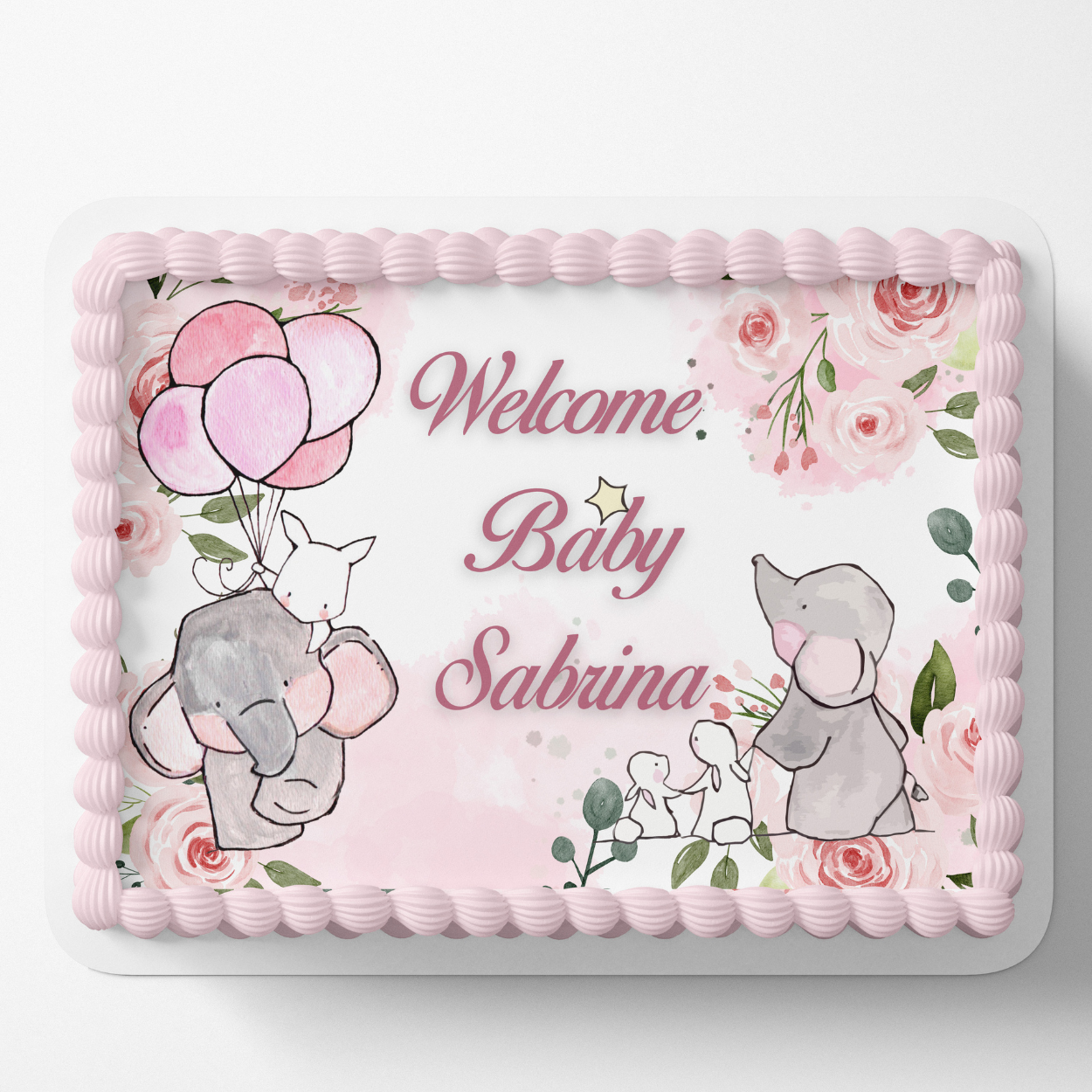 Elephant and Bunny Sheet Cake Topper