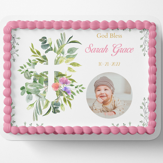 CHRISTENING CAKE TOPPER EDIBLE IMAGE BAPTISM CAKE 