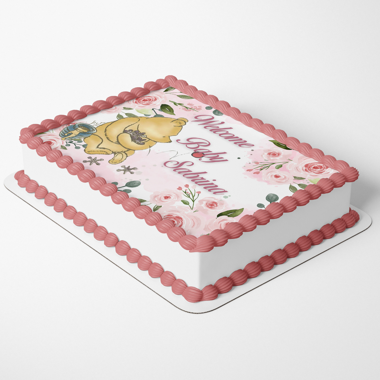 POOH BEAR BABY SHOWER CAKE EDIBLE IMAGE CAKE WRAP CUSTOMIZABLE DECORATIONS