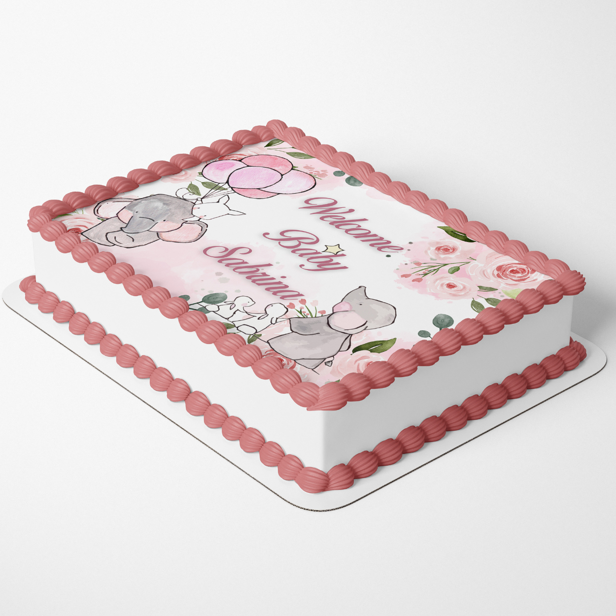 Elephant and Bunny Sheet Cake Topper