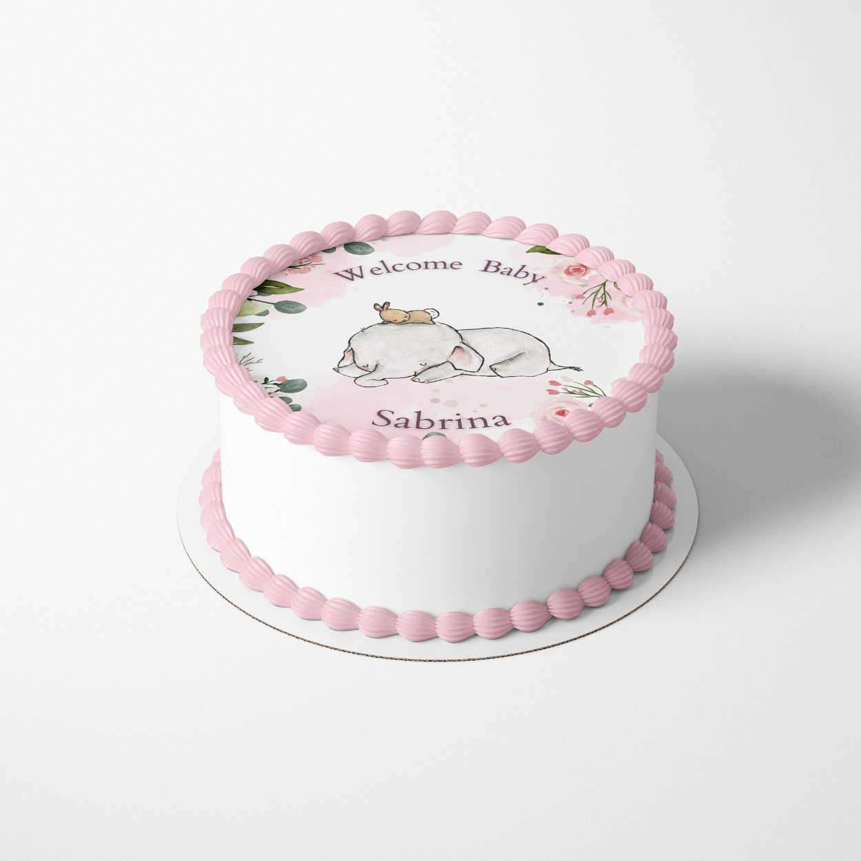 Elephant baby shower Sheet Cake Topper