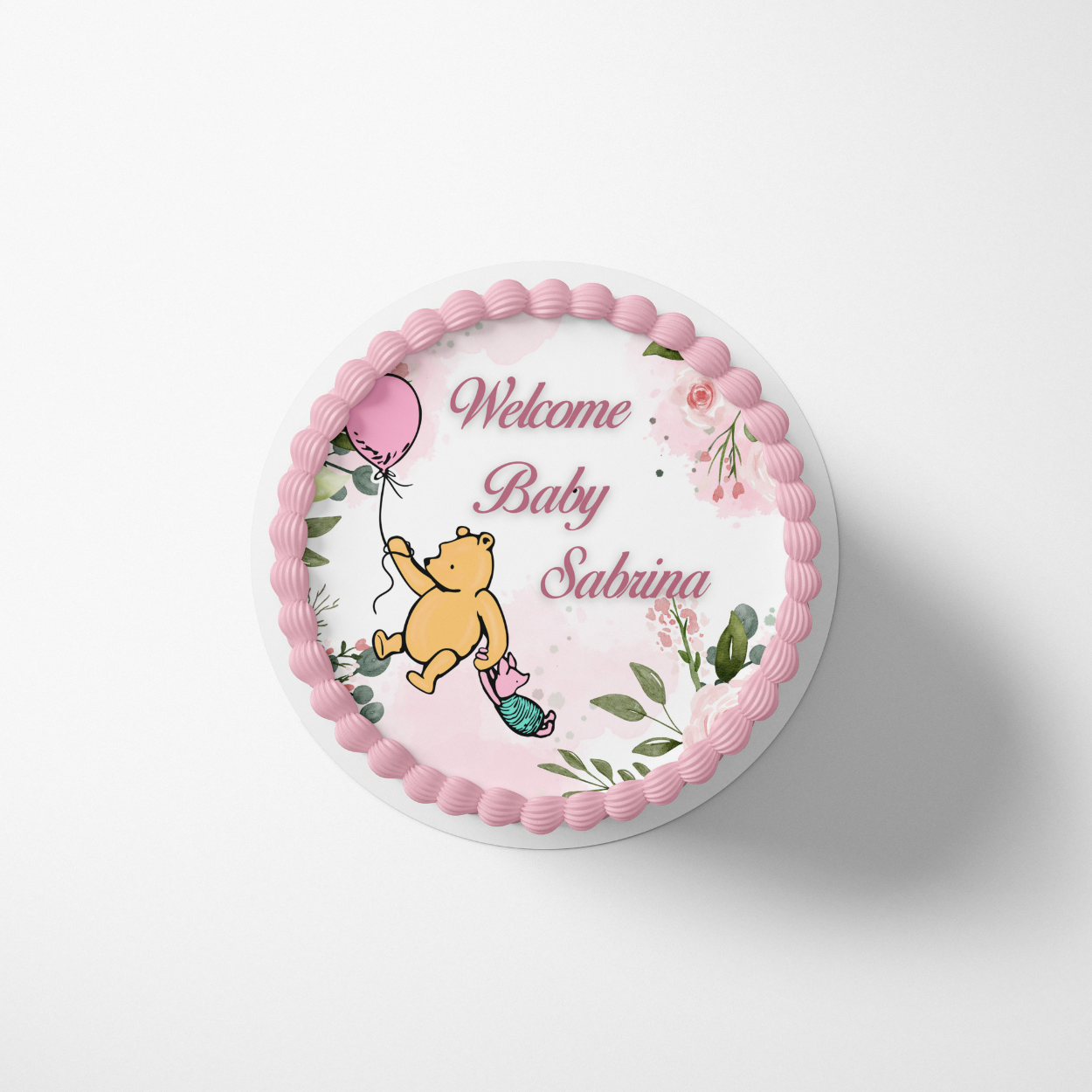 POOH BEAR BABY SHOWER CAKE EDIBLE IMAGE CAKE WRAP CUSTOMIZABLE DECORATIONS