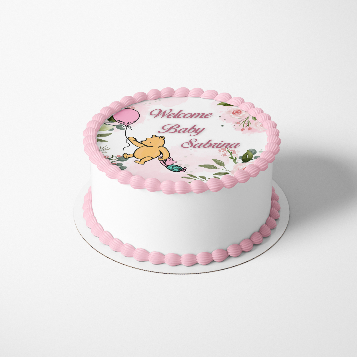 POOH BEAR BABY SHOWER CAKE EDIBLE IMAGE CAKE WRAP CUSTOMIZABLE DECORATIONS