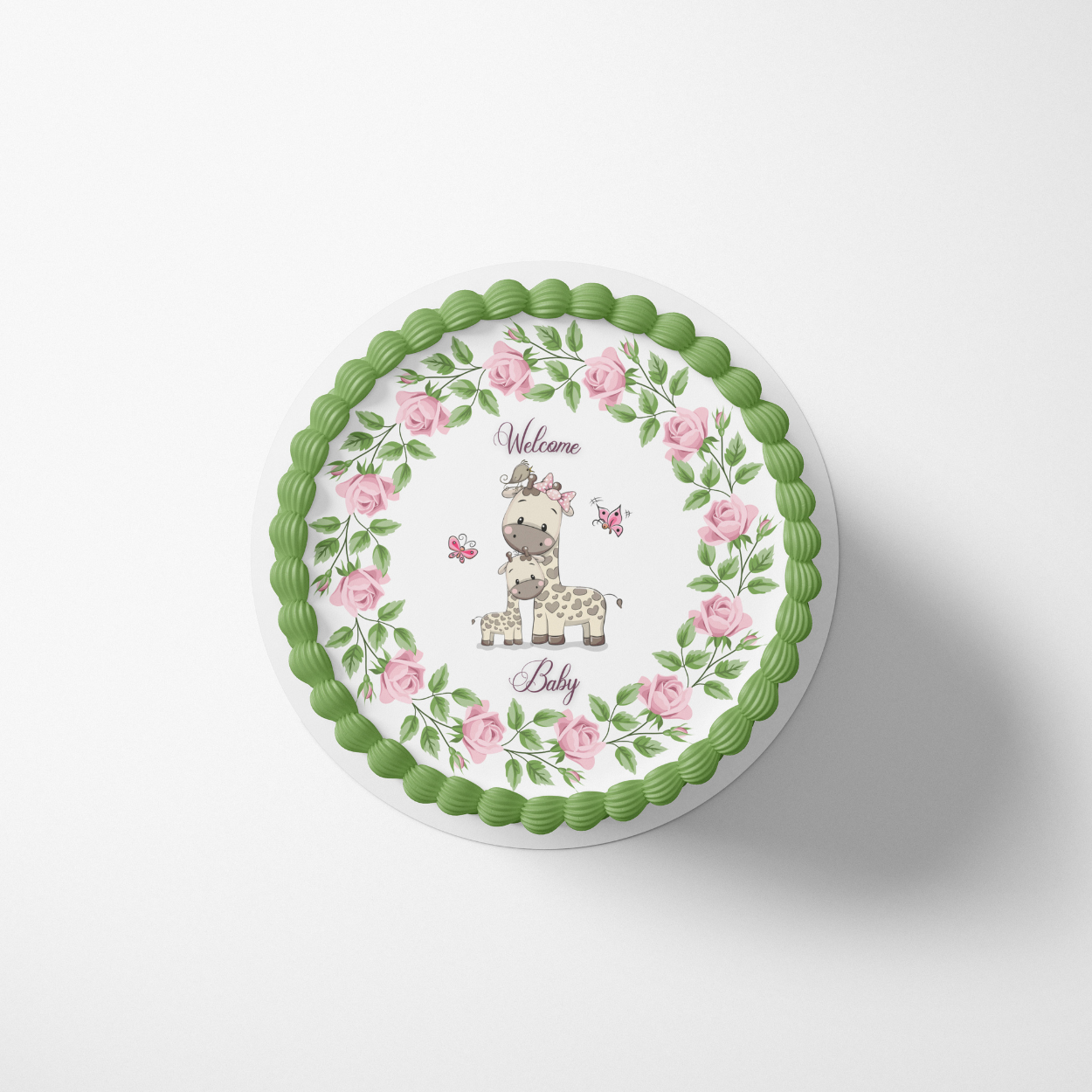 Giraffe Baby Shower Cake Topper, Elephant cake Decorations, Cake Wrap, Sheet Cake Topper