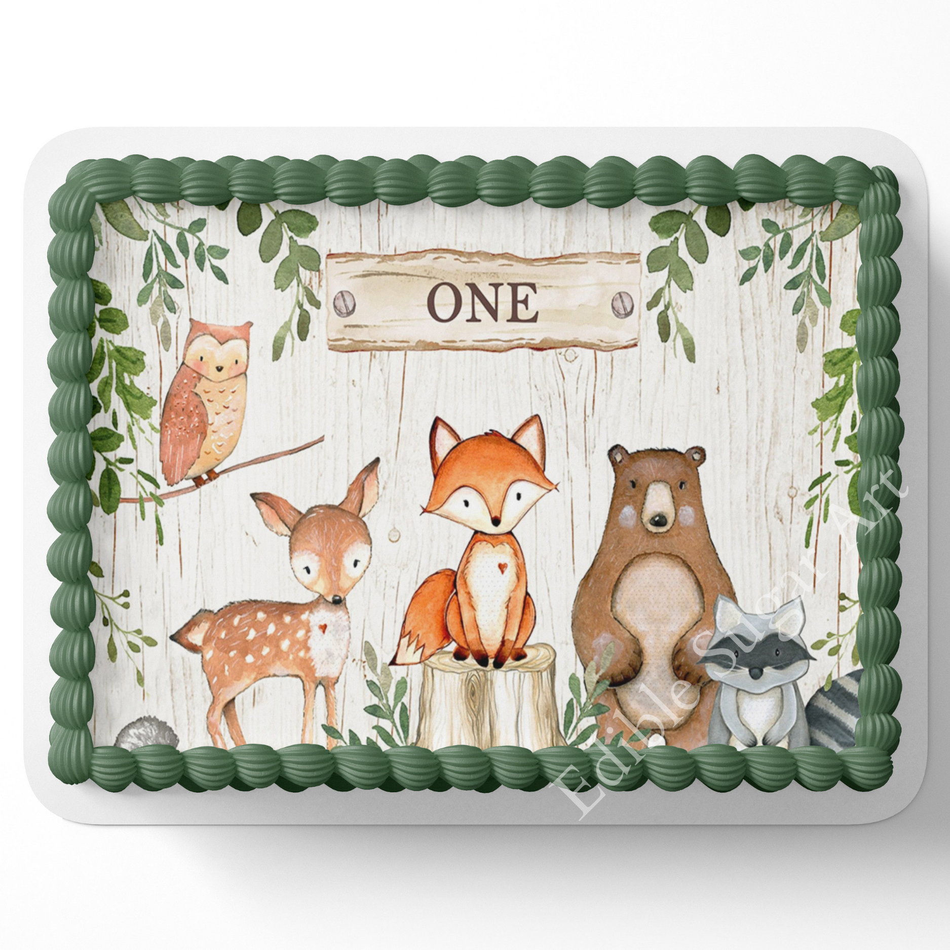 woodland cake topper, woodland first birthday, woodland first birthday cake topper, woodland party, woodland sheet cake, sheet cake topper, edible image