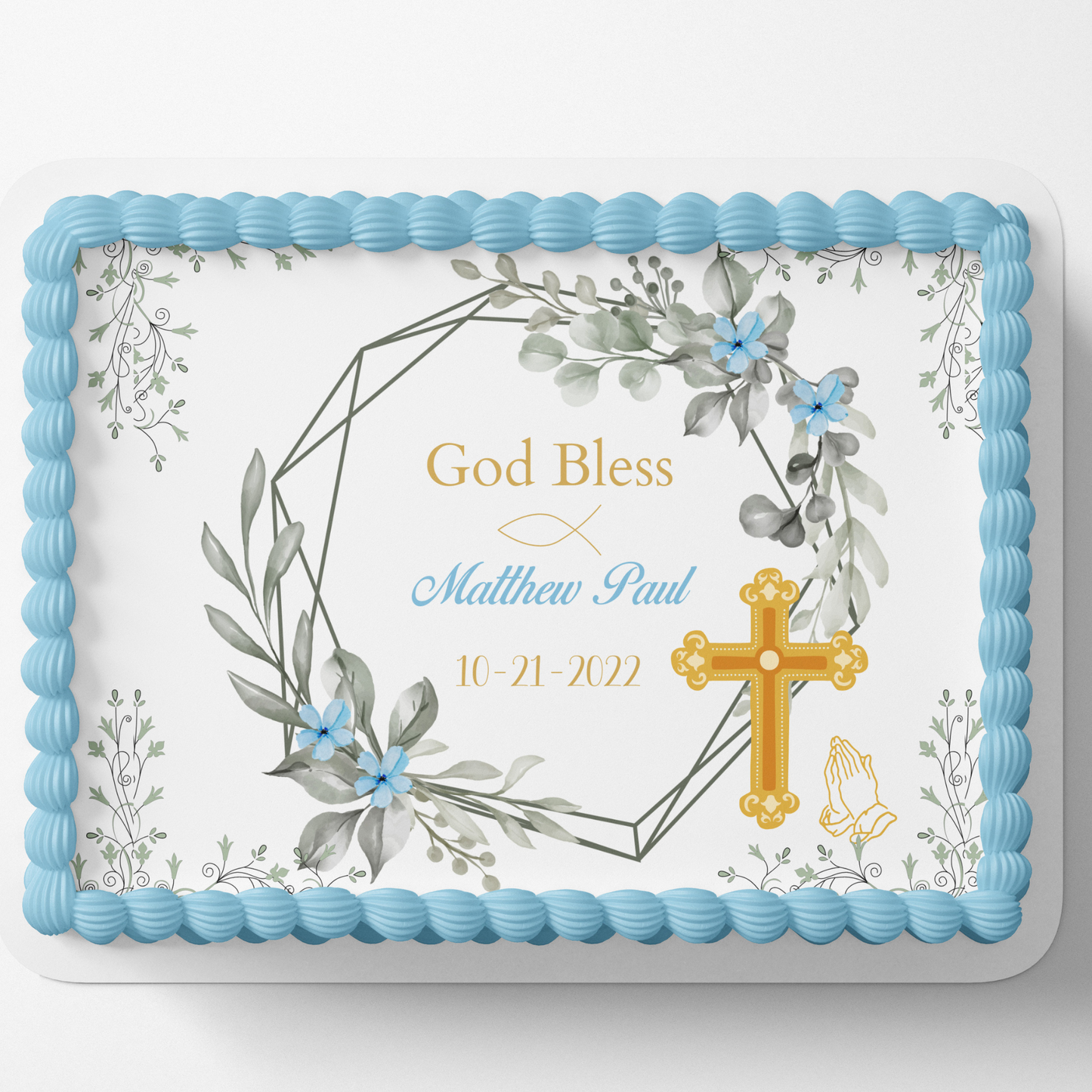 BAPTISM CAKE TOPPER CHRISTENING Cake topper edible image customizable