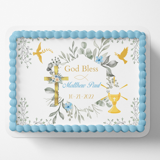 Baptism Cake Topper, Christening Cake Topper, Edible Image cake Topper, Cross Cake topper, Firt Holy Communion Cake Topper