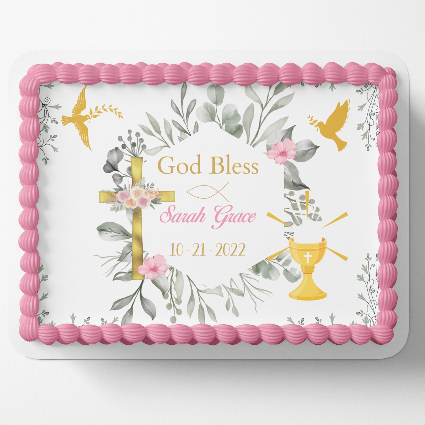 FIRST HOLY COMMUNION, Baptism Cake Topper, Christening Cake Topper, Edible Image cake Topper, Cross Cake topper, Firt Holy Communion Cake TopperHRISTENING / BAPTISM  Cake topper edible image customizable