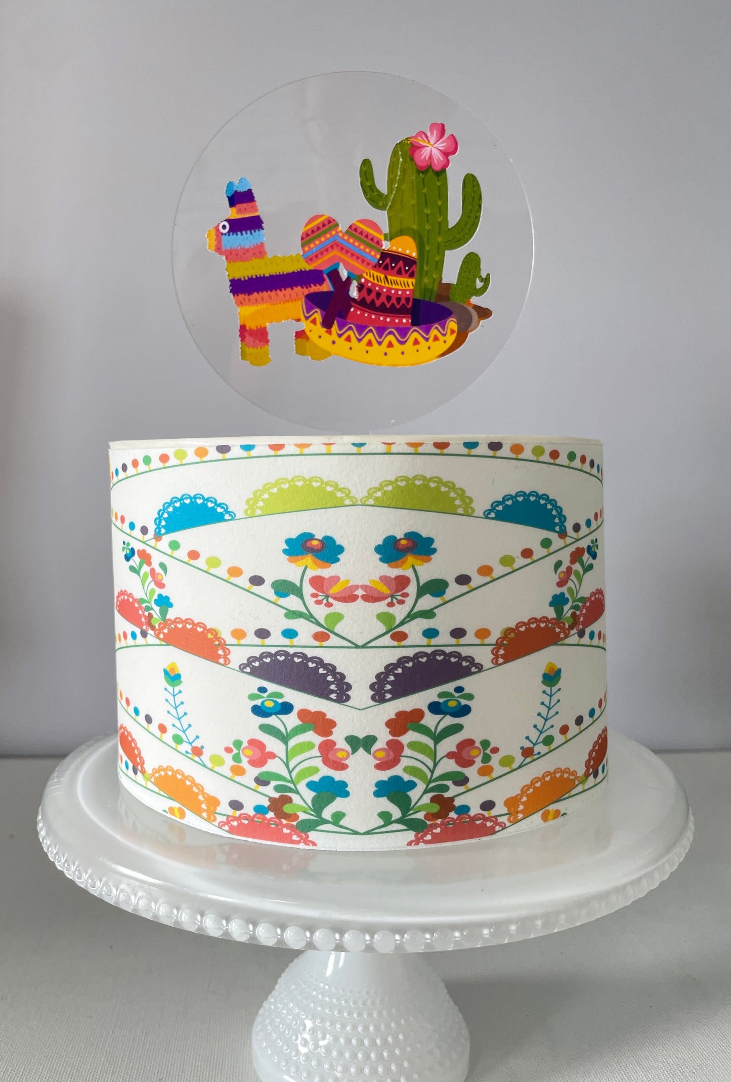 Fiesta Party Cake Decorations Edible Image Cake Wrap Mexican theme party Cinco de Mayo Day of the dead Taco Bout it Party