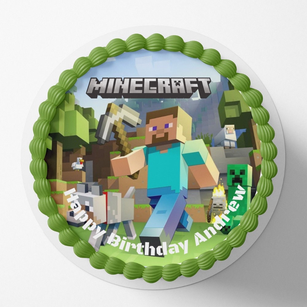 Minecraft Cake Topper Edible Image Minecraft Birthday Party Cake Topper