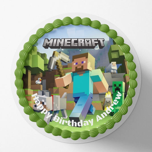 Minecraft Cake Topper Edible Image Minecraft Birthday Party Cake Topper