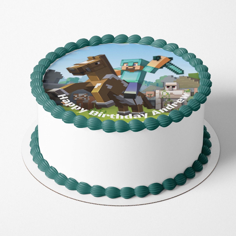 Minecraft Cake Topper Edible Image Minecraft Birthday Party Cake Topper