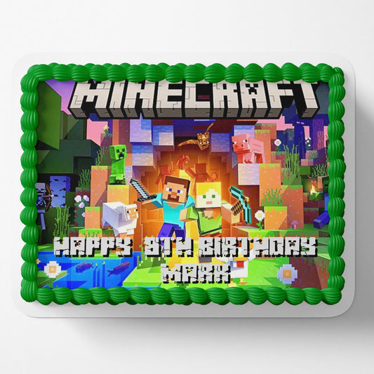 Minecraft Cake Topper Edible Image Minecraft Birthday Party Cake Topper