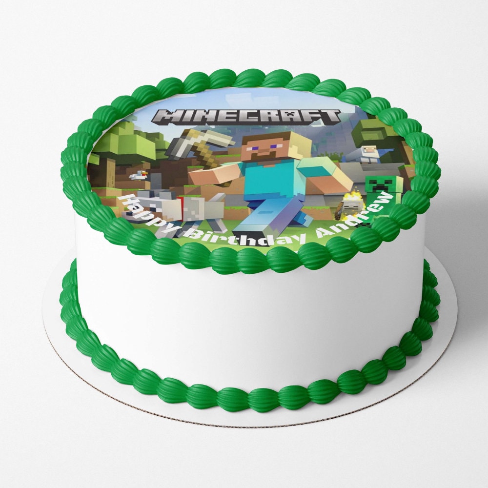 Minecraft Cake Topper Edible Image Minecraft Birthday Party Cake Topper