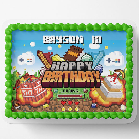 Minecraft Cake Topper Edible Image Minecraft Birthday Party Cake Topper