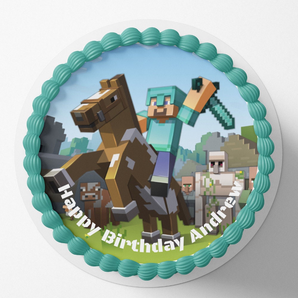 Minecraft Cake Topper Edible Image Minecraft Birthday Party Cake Topper