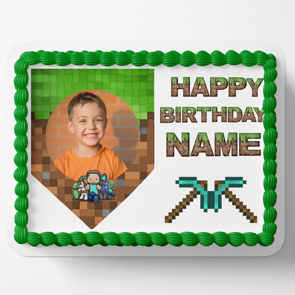 Minecraft Cake Topper Edible Image Minecraft Birthday Party Cake Topper