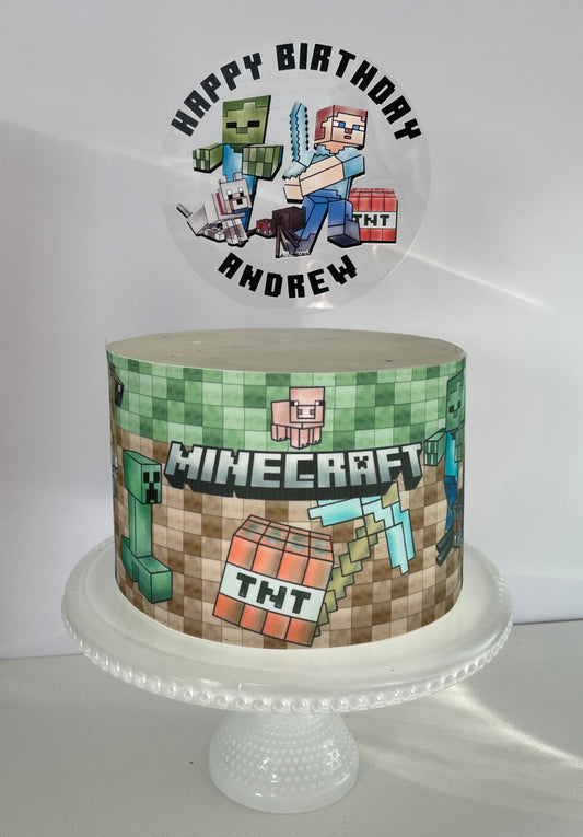 Minecraft Cake Wrap Edible Image Minecraft Birthday Party Cake Topper
