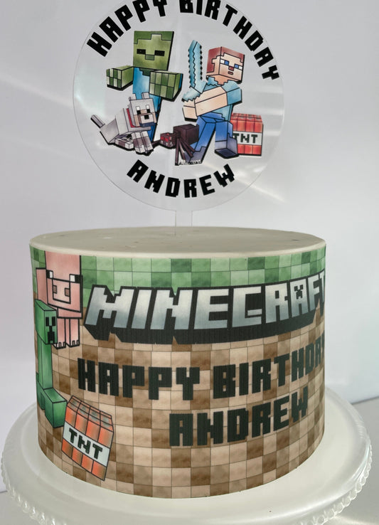 Minecraft Cake Wrap Edible Image Minecraft Birthday Party Cake Topper