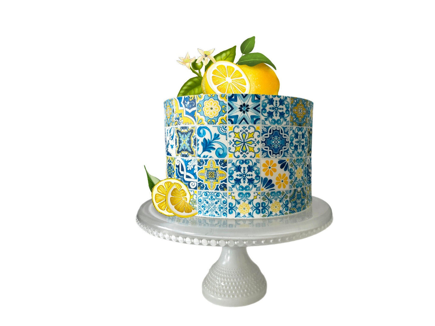 Portuguese Tile Italy Italian Blue tile Cake Icing Image Lemon cake Mediterranean Tiles Italian, Greek, Moroccan Tiles
