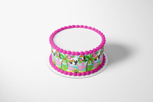 TROPICAL BEACH PARTY Edible Image Edible Paper Tropical party Flamingo cake topper beach party cactus party cactus cake Succulent
