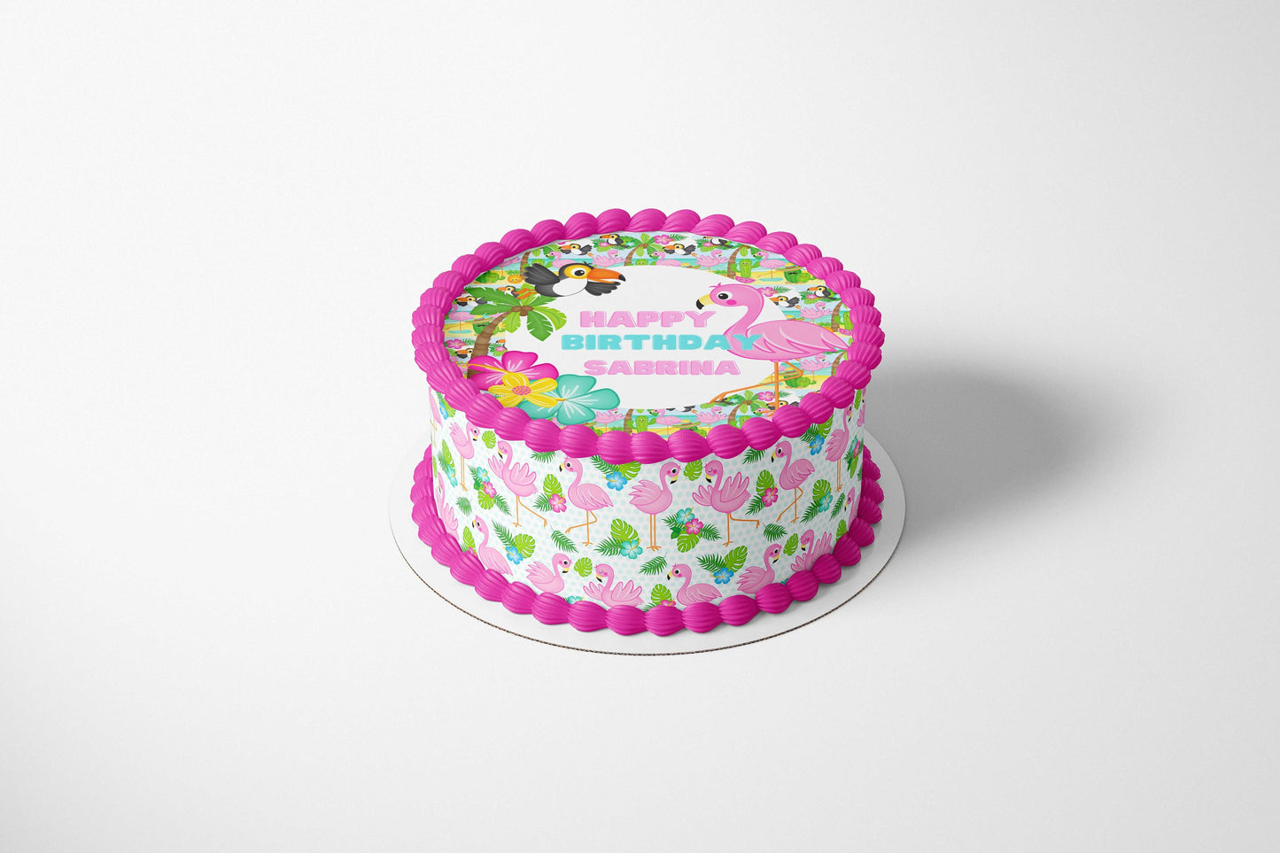 TROPICAL BEACH PARTY Edible Image Edible Paper Tropical party Flamingo cake topper beach party cactus party cactus cake Succulent