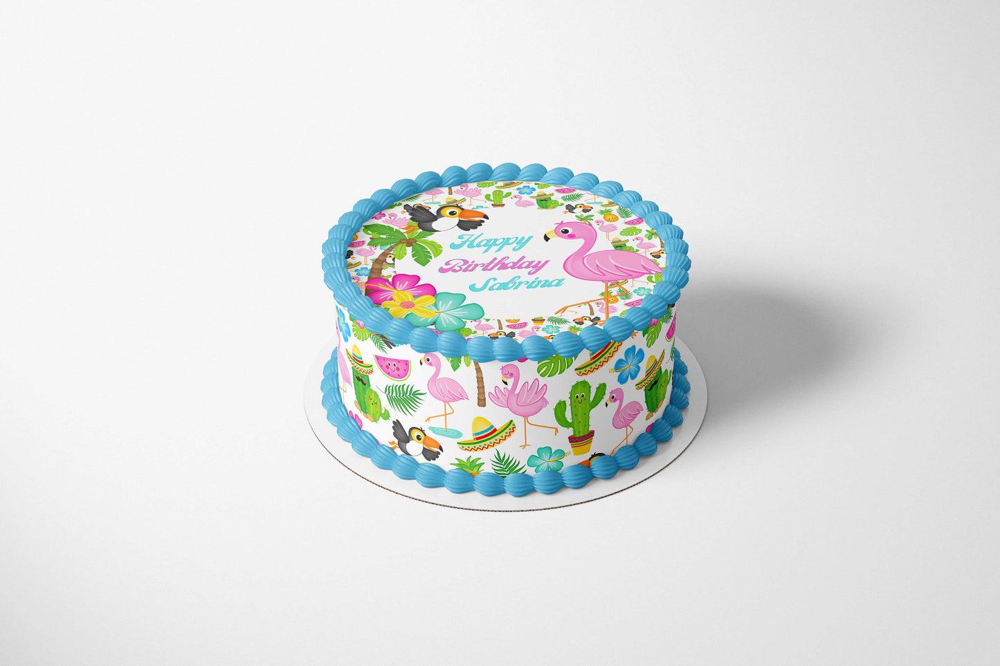 TROPICAL BEACH PARTY Edible Image Edible Paper Tropical party Flamingo cake topper beach party cactus party cactus cake Succulent