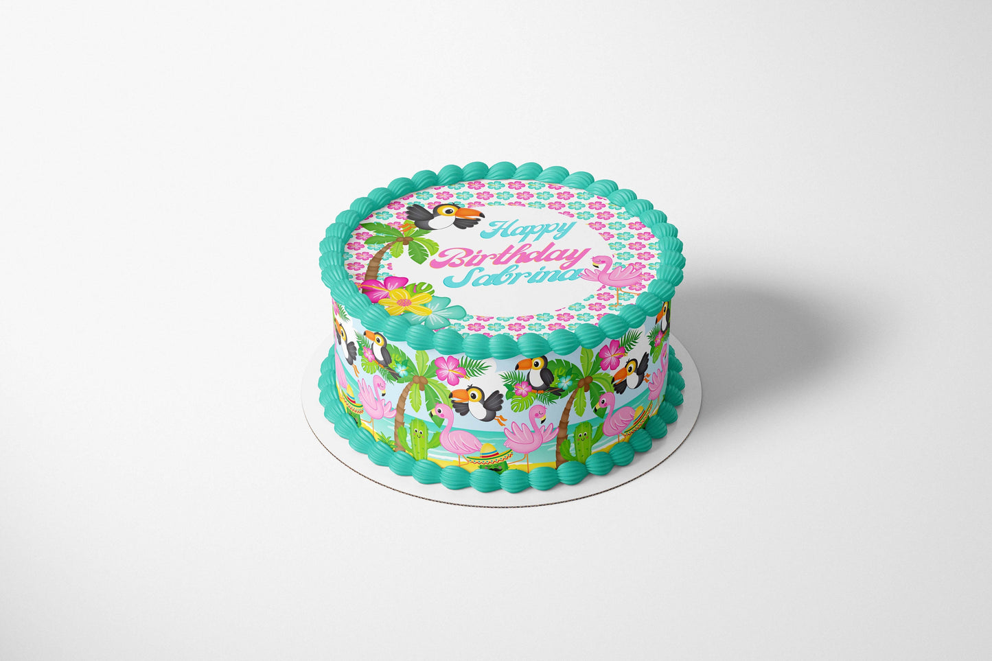 TROPICAL BEACH PARTY Edible Image Edible Paper Tropical party Flamingo cake topper beach party cactus party cactus cake Succulent